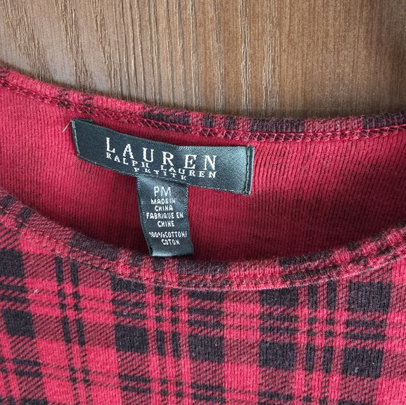 Lauren Ralph Lauren Red and Black Plaid Top - Picture 2 of 3